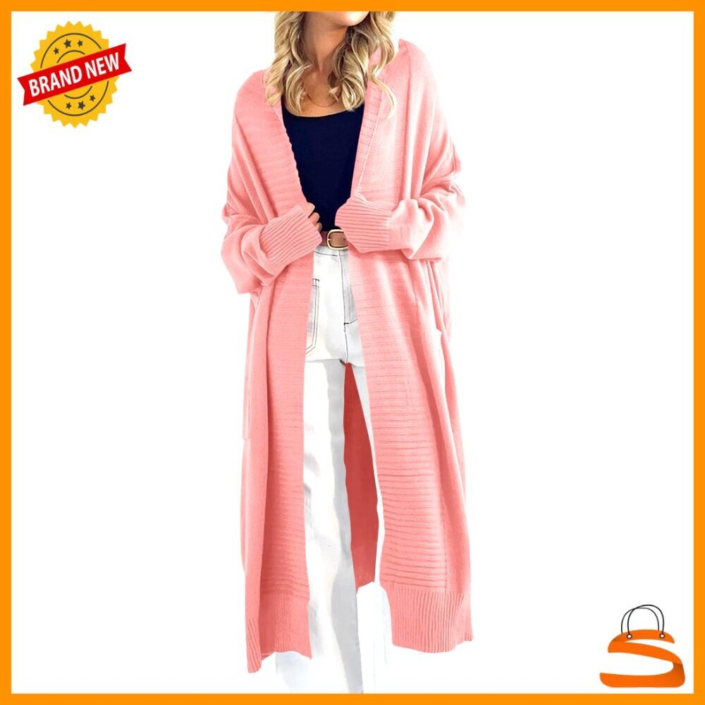 Oversized Chunky Knit Cardigan Sweater Coat Long Duster Warm Pockets - Picture 1 of 7